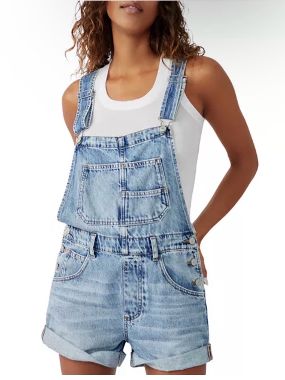 FP We The Free Ziggy Cotton Denim Romper/Overalls